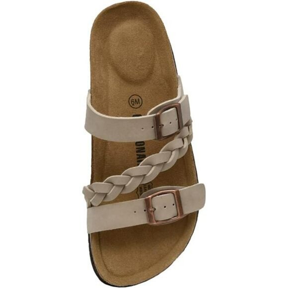CUSHIONAIRE Cork Footbed Sandals Women Arch Support Adjustable Summer Slides - Picture 5 of 7